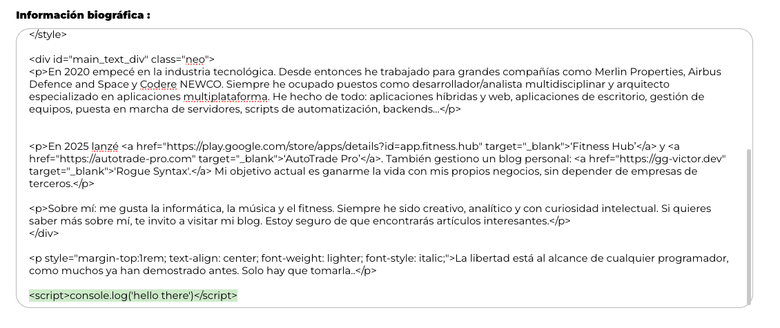 form example - xss injection